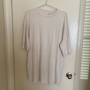 Topshop Cream Oversized T-Shirt Dress with Pockets